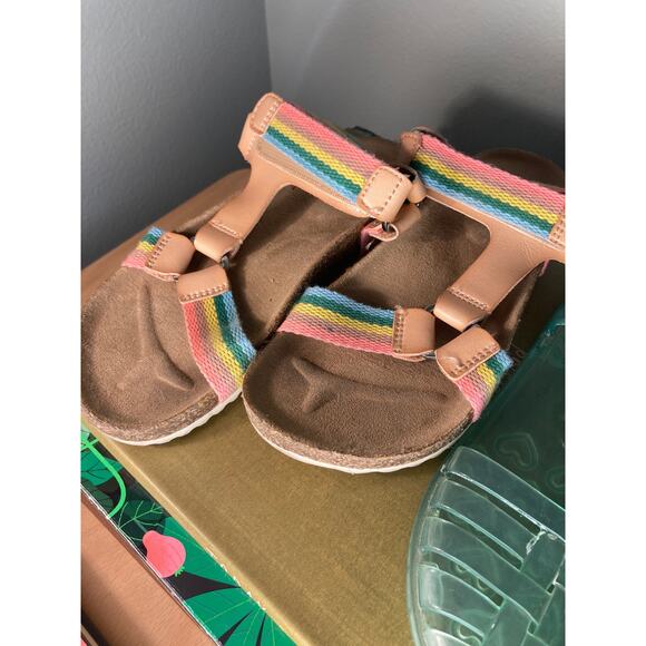 Girls Sandals Sz 13 Lot of TWO Jelly Fisherman & Rainbow ~ Cat & Jack Old Navy - Picture 3 of 9